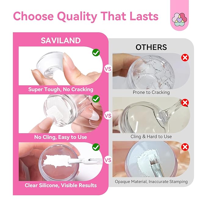 Saviland French Tip Nail Stamp: 4PCS Nail Art Stamper Kit Clear Silicone Nails - Image 8