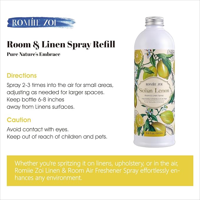 ROMIIE ZOI Lemon Room Spray Refill - 500ml / 16.8 Fl Oz - Invigorating and - Image 2