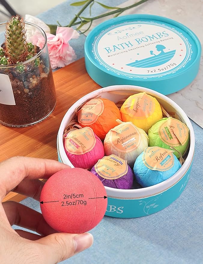 Aofmee Bath Bombs, Natural Handmade Fizzies Gift Set, Spa Organic Bathbombs - Image 7