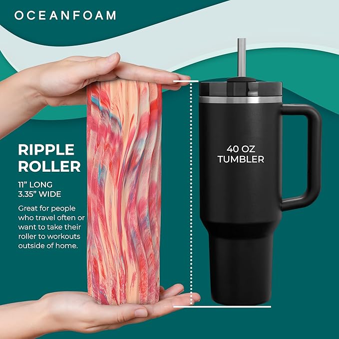 Oceanfoam Ripple Travel Foam Roller Firm Mini Foam Roller - Image 2