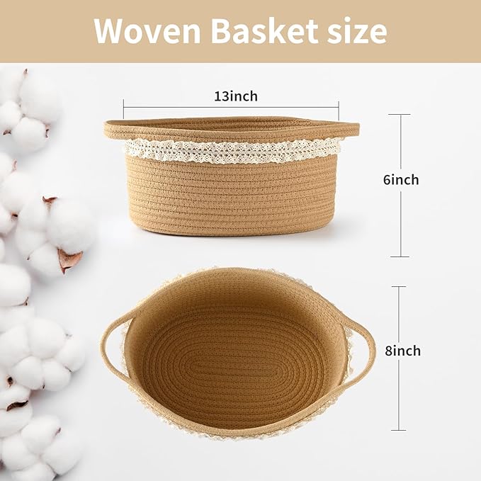 Happyiren Brown Woven Cotton Rope Storage Basket - Image 2