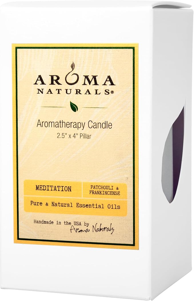 Aroma Naturals Patchouli and Frankincense Essential Oil White Scented Pillar - Image 2
