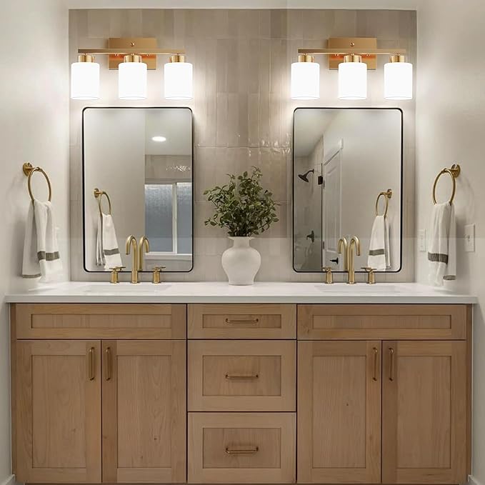 PARTPHONER 3-Light Brushed Gold Bathroom Light Fixtures, Modern Vanity Light - Image 9
