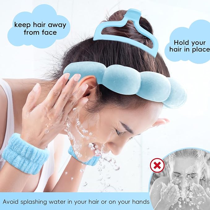 my novel things Spa Headband For Washing Face, Skincare headband and Wristband - Image 3