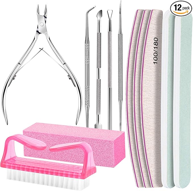 FANDAMEI Nail Care Kit, Nail Files 100/180, Nail Buffer Block, Cuticle Nippers by FANDAMEI