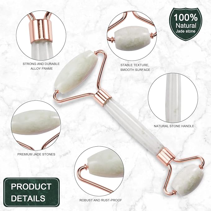 Jade Roller for Face, Facial Roller Massager Skin Care Tool, Gua Sha Facial - Image 2