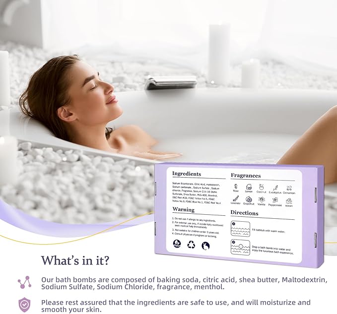 TranquilBliss Bath Bombs for Women, Natural Bubble Bathbombs, Dry Skin - Image 6
