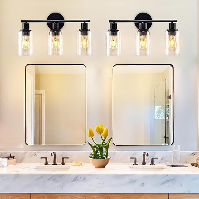 DLLT 3-Light Bathroom Light Fixtures: Black Modern Vanity Lights - Image 2