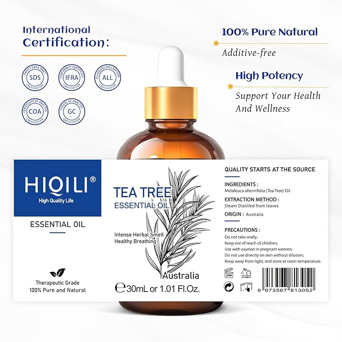 HIQILI Tea Tree Oil for Skin, Add to Shampoo, Body Wash, Foot Soak - Image 8