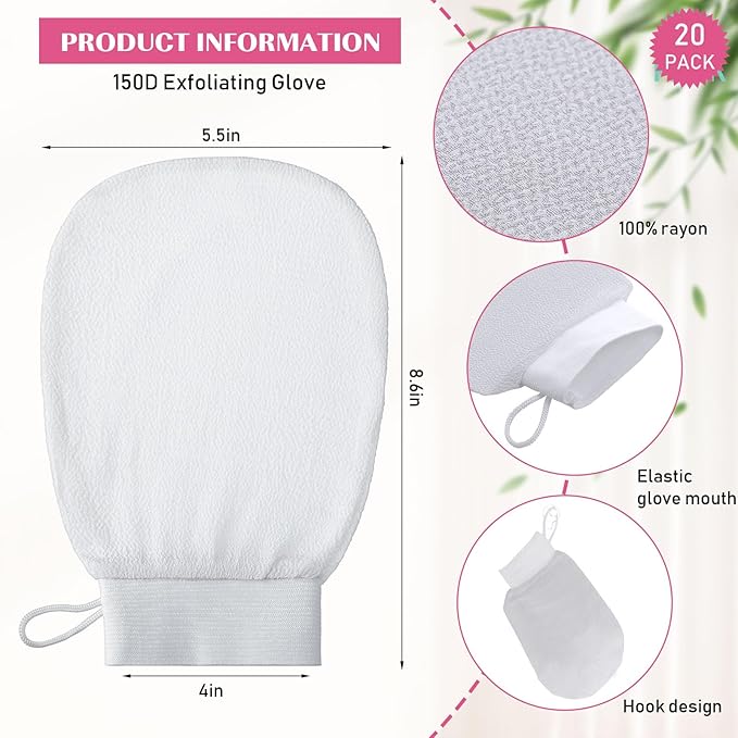FoldTier 20 Pcs Exfoliating Glove Bulk Summer Exfoliator Mitt Body Scrubber - Image 2