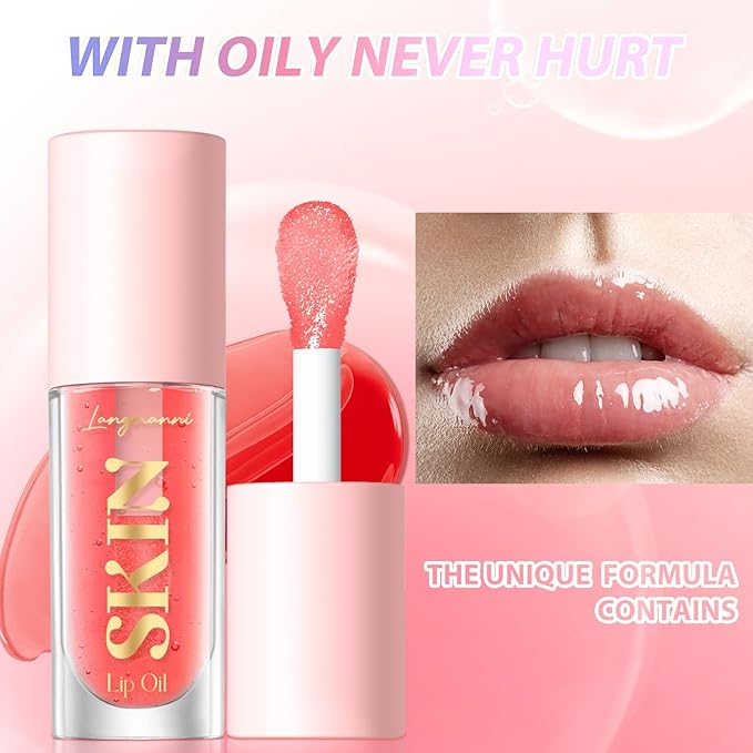 LANGMANNI Moisturizing Lip Oil, No-Sticky Lip Gloss Lip Balm Lip Care, Fruit - Image 5