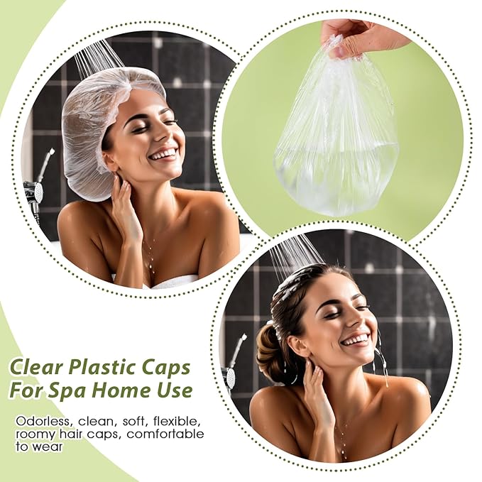 50 Pcs Large Disposable Shower Caps, Waterproof Clear Plastic Shower Cap - Image 4