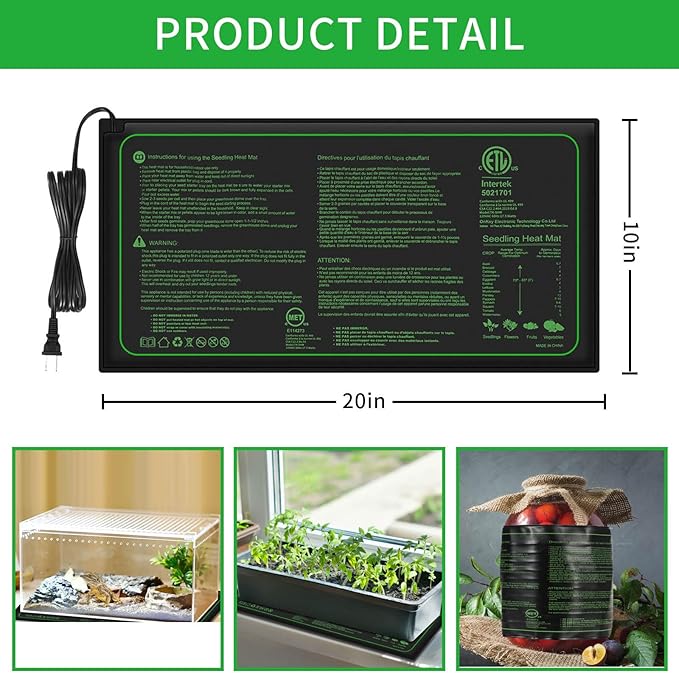 Seedling Heat Mat with ETL Listed, Warm Hydroponic Heating Pad - Image 3
