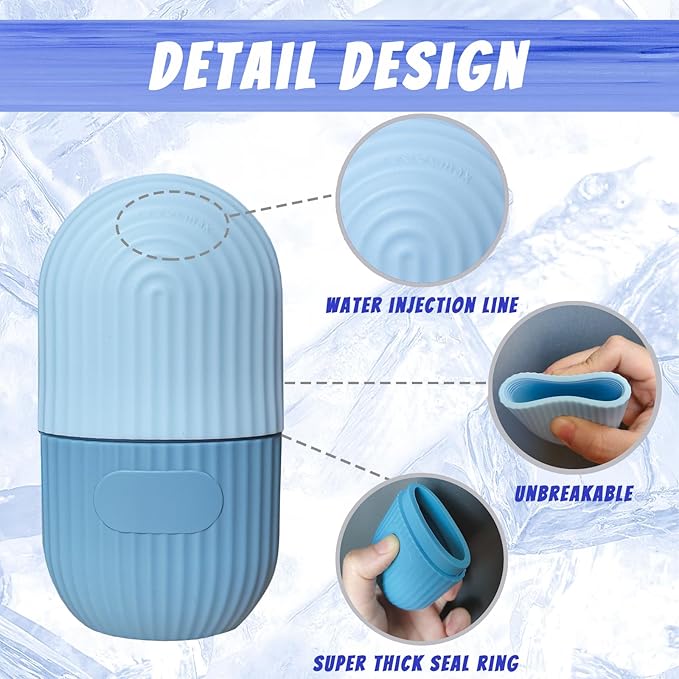 Joyeee Ice Face Roller, Reusable Silicone Mold Face Massage Eye Facial Beauty - Image 4
