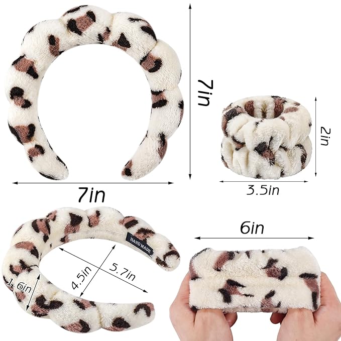 Zkptops Spa Headband for Washing Face Wristband Set Sponge Makeup Skincare - Image 6
