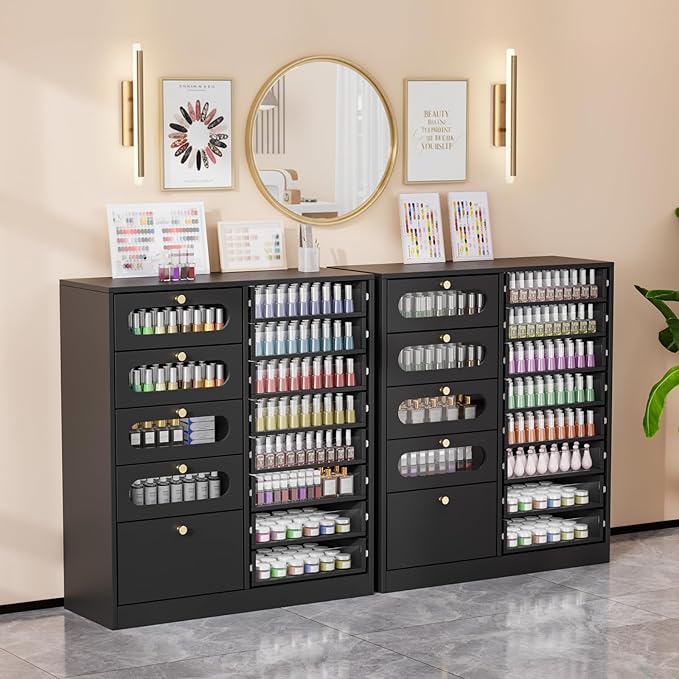 OmySalon Nail Salon Organizer Cabinet, Wooden Display - Image 2