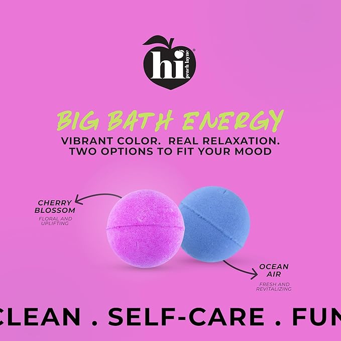 Hi Peach Layne Cherry Blossom Bath Bombs 12-Pack – Vegan, Clean Beauty Spa Gifts - Image 9
