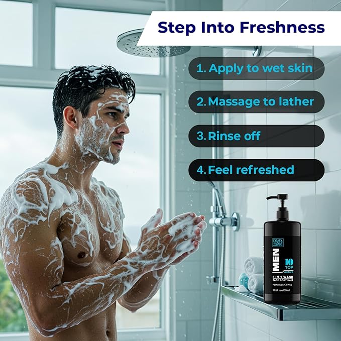 Dead Sea Collection Mens Body Wash TOP 10 ACTIVE – 3 in 1 Body Wash - Image 6