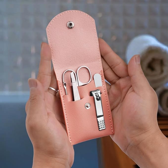 HANTEKAS Travel Manicure Set Professional Nail Clipper Kit-5 Pieces Stainless - Image 2