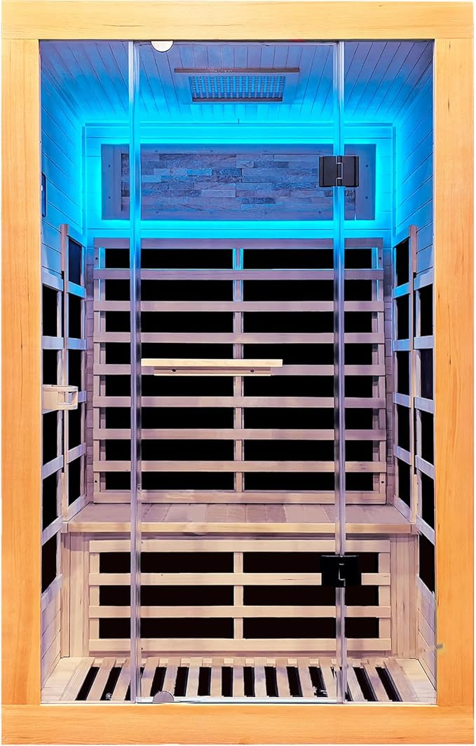 OUTEXER Infrared Sauna 2000W Wooden Saunas Home Spa Room Canadian Hemlock Wood - Image 8