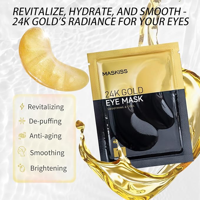 Maskiss 24k Gold Under Eye Patches, eye mask, Collagen Skin Care Products - Image 7