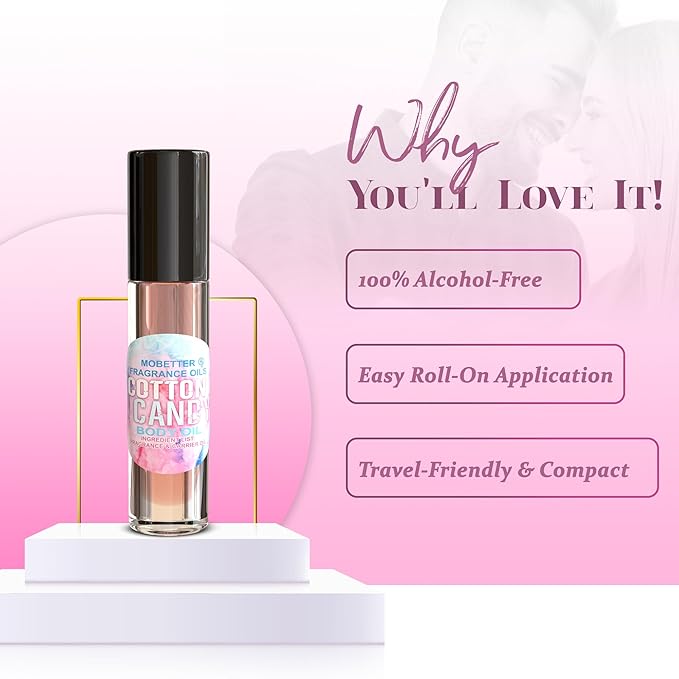 MOBETTER FRAGRANCE OILS Cotton Candy Body Oil Perfume 10ml Roll On Bottle - Image 3