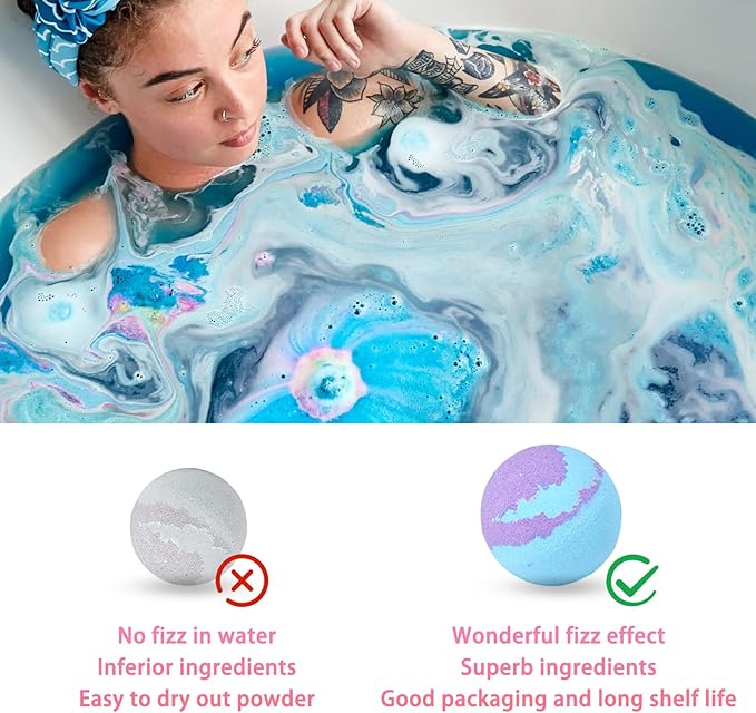 Bath Bombs Salt Balls, 6 Natural Handmade Bath Bomb Kit, Organic Bathbombs - Image 3
