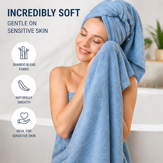 SEISSO 2 Pack Extra Large Bath Towels 63"x35", Bath Sheets - Image 2