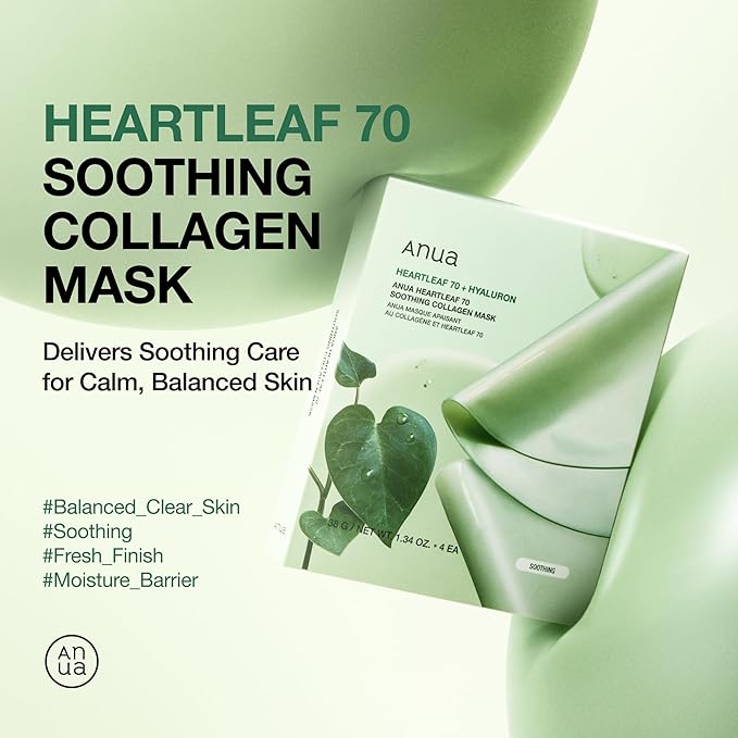 Anua Heartleaf 70 Soothing Collagen Mask, Overnight Face Mask - Image 2