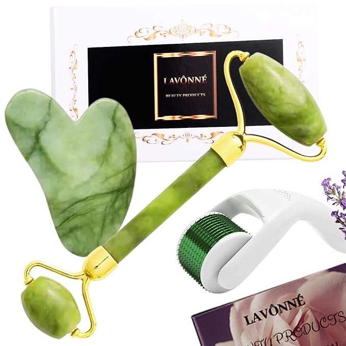 100% Authentic Jade Roller and Gua Sha Set by LAVONNE