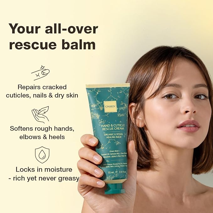 Onsen Hand & Cuticle Rescue Cream | Organic Nail Strengthener & Balm | Dry - Image 2