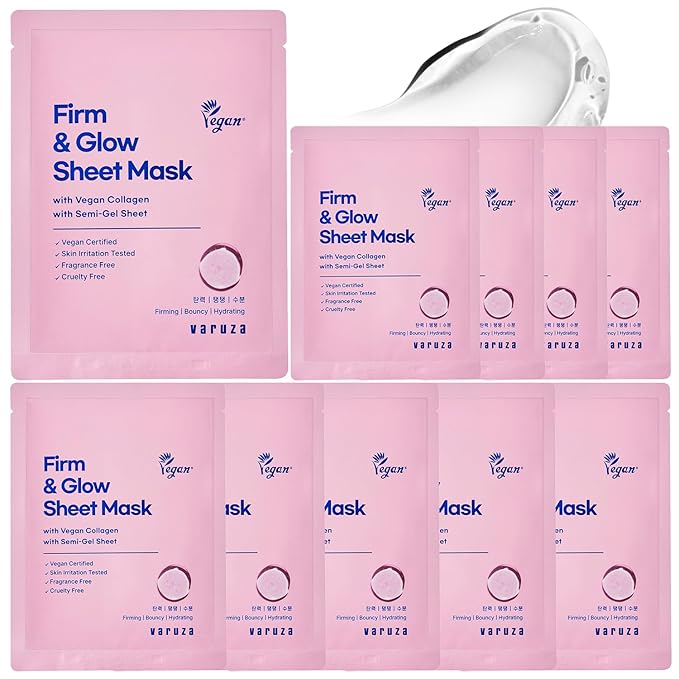 Firm & Glow Sheet Mask with Vegan Collagen Semi-Gel Sheet Biodegradable 100% by Thebeginningofcleanbeauty