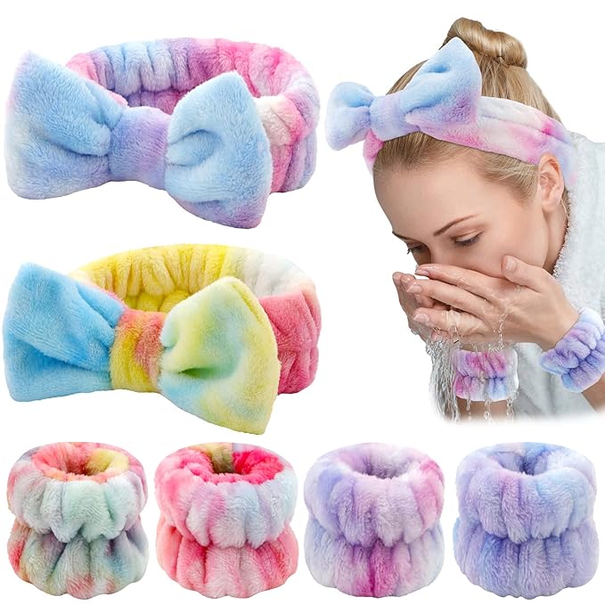 WHAVEL 6PCS Spa Headband and Wristbands Set, Face Wash Headband Wrist Bands by Whavel