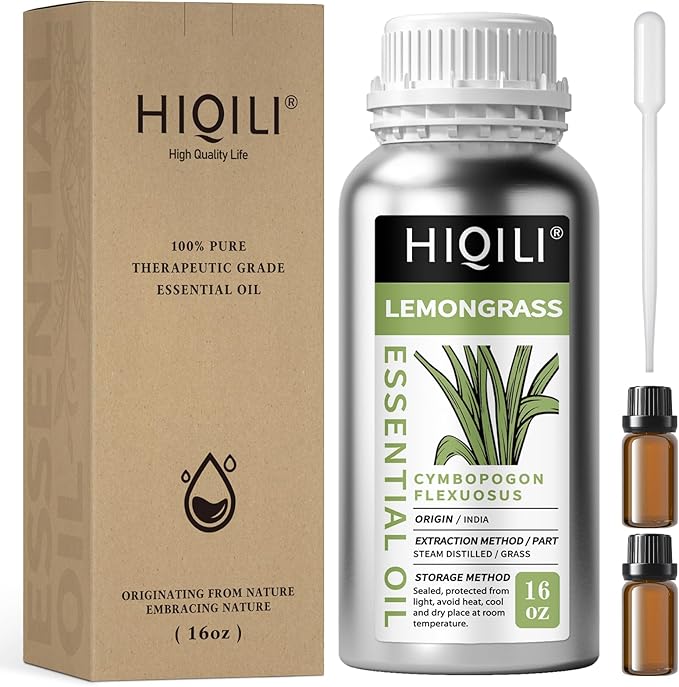 HIQILI 16 Fl Oz Lemongrass Essential Oil, 100% Pure Natural Undiluted by HIQILI