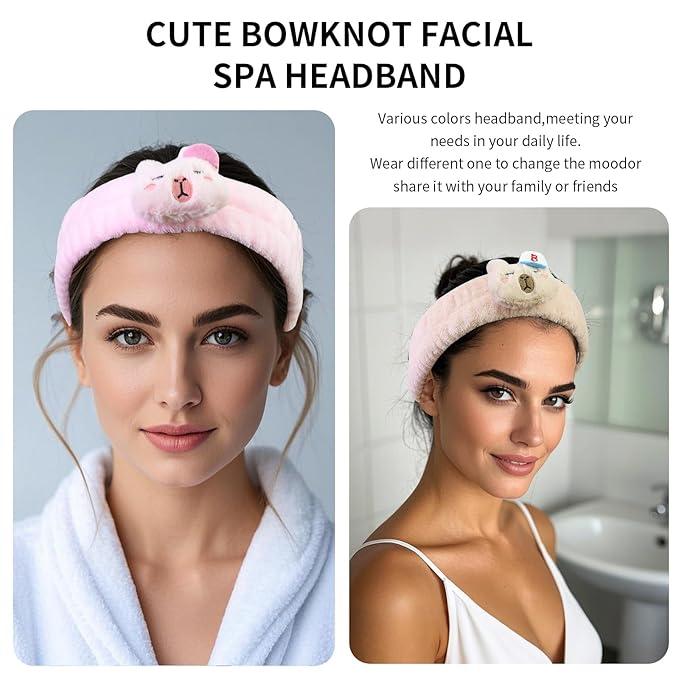Spa Headband for Washing Face, 2 Pack Cute Halloween Hair Band for Shower Yoga - Image 2