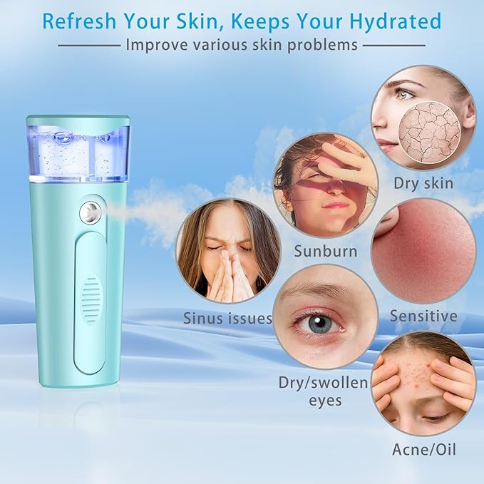 withthesun Nano Face Mister, Facial Steamer, USB Rechargeable Cool Mist Sprayer - Image 2