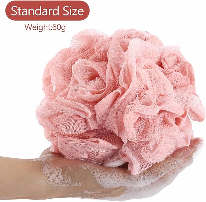 BTYMS 4 Pieces Shower Loofahs Bath Sponges 60g/pcs Mesh Puffs Body Scrub Luffas - Image 3