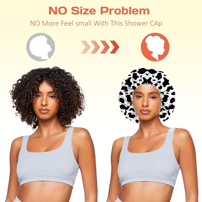 Shower Cap Reusable Double Layer Adjustable Elastic Waterproof EVA Hair Bath - Image 5