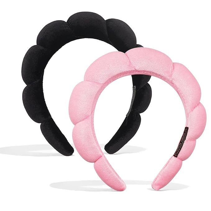 Ayesha 2pcs Spa Headband for Washing Face, Bubble Sponge Soft Hairband for Women by AYESHA