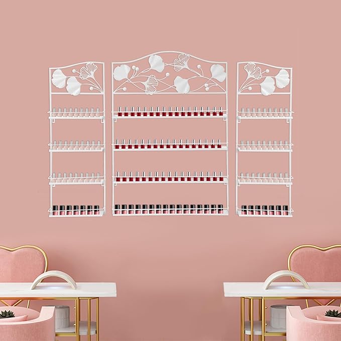 4 Tier Wall-Mounted Nail Polish Storage Racks 3PCS Metal Nail Polish Organizer - Image 2
