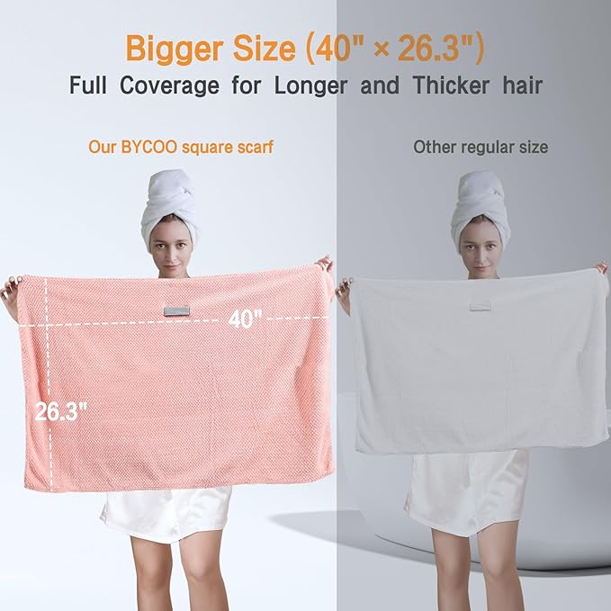 Microfiber Hair Towel Wrap for Women, Anti Frizz Large Ultra-Soft Hands-Free - Image 3