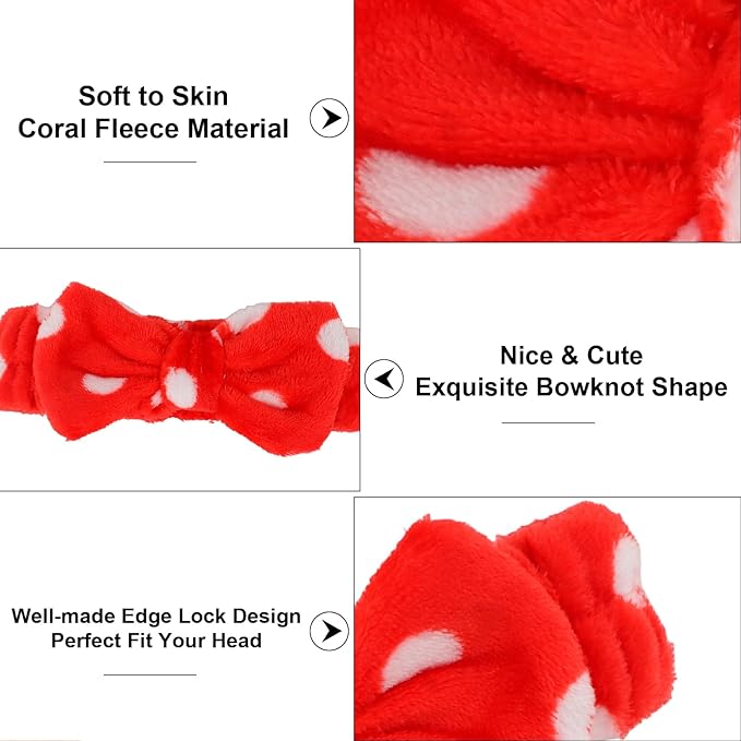 Casoty 12 Pcs Headbands for Makeup, Spa Gifts for Women, Soft Coral Fleece - Image 7