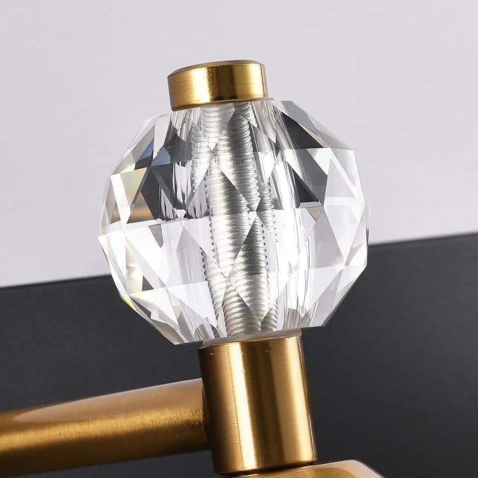 PRESDE Crystal 6 Light Bathroom Vanity Lights Black and Gold Bathroom Lights - Image 7