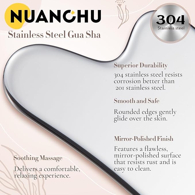 Nuanchu Stainless Steel Gua Sha Facial Tool, Metal Gua Sha - Image 6