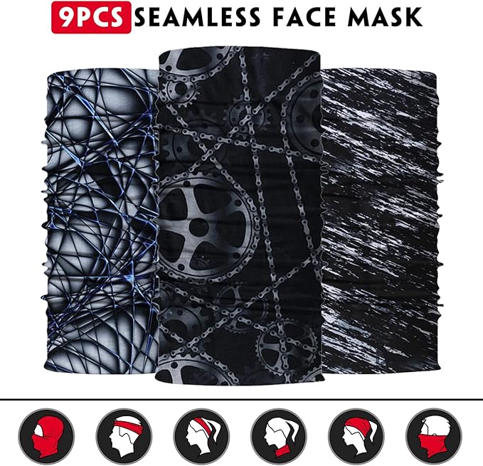 Venswell Neck Gaiter Face Mask Men Women, Seamless Bandana Rave Face Cover - Image 3