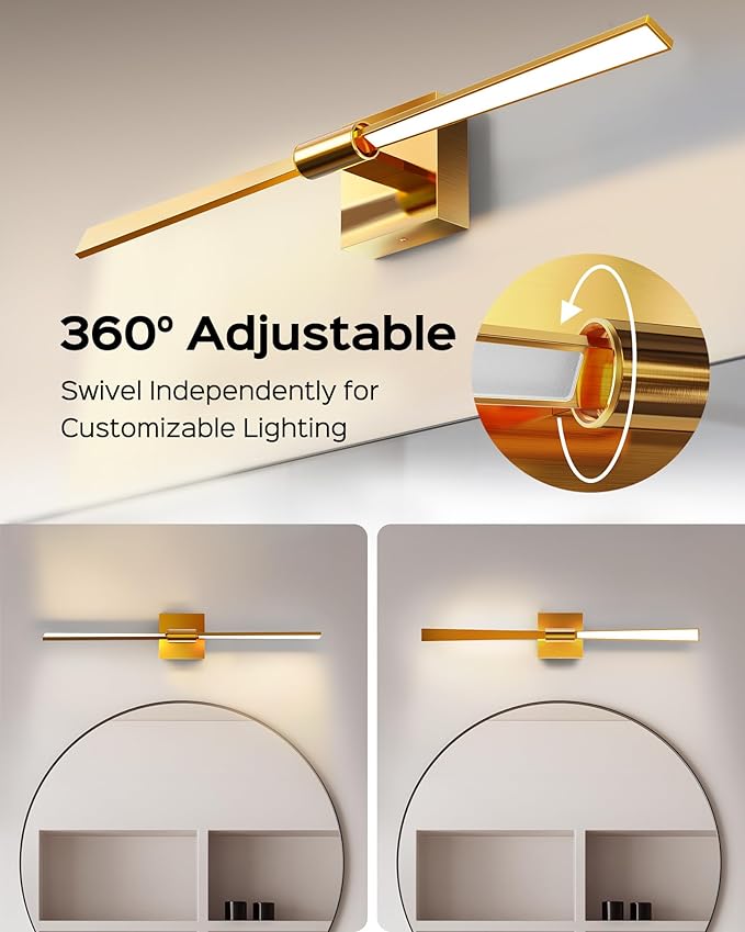 JACKYLED Modern Bathroom Light Fixtures Over Mirror 3 Color Temperatures 2-Head - Image 4