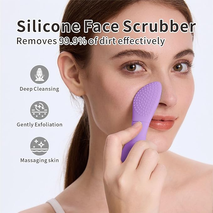 Blackhead Remover Tools, Silicone Face Scrubber Pore Cleaning Brush Mask - Image 2