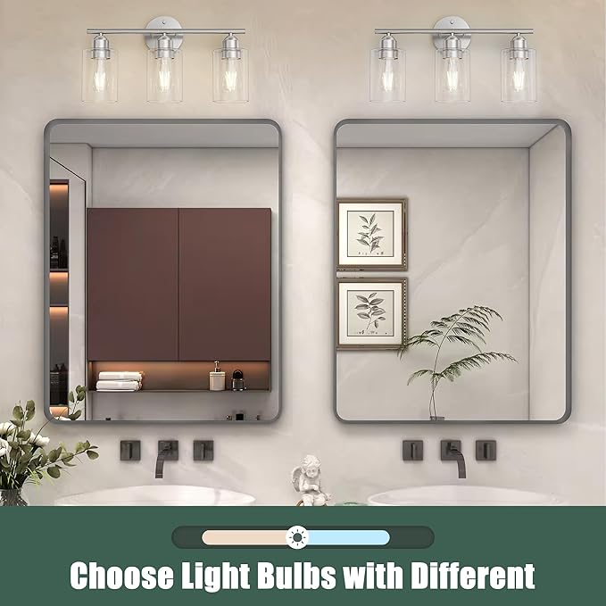 Espird Bathroom Vanity Light Fixtures Brushed Nickel, 3 Lights Bathroom Over - Image 6