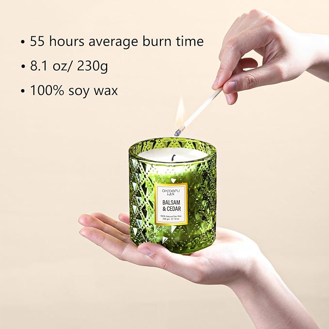 Chloefu LAN Balsam & Cedar Scented Candle Christmas Candles Gift, Christmas - Image 2