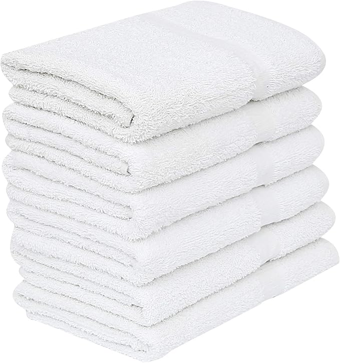 GOLD TEXTILES 6 White Economy Bath Towels Bulk Cotton Blend by GOLDTEXTILES